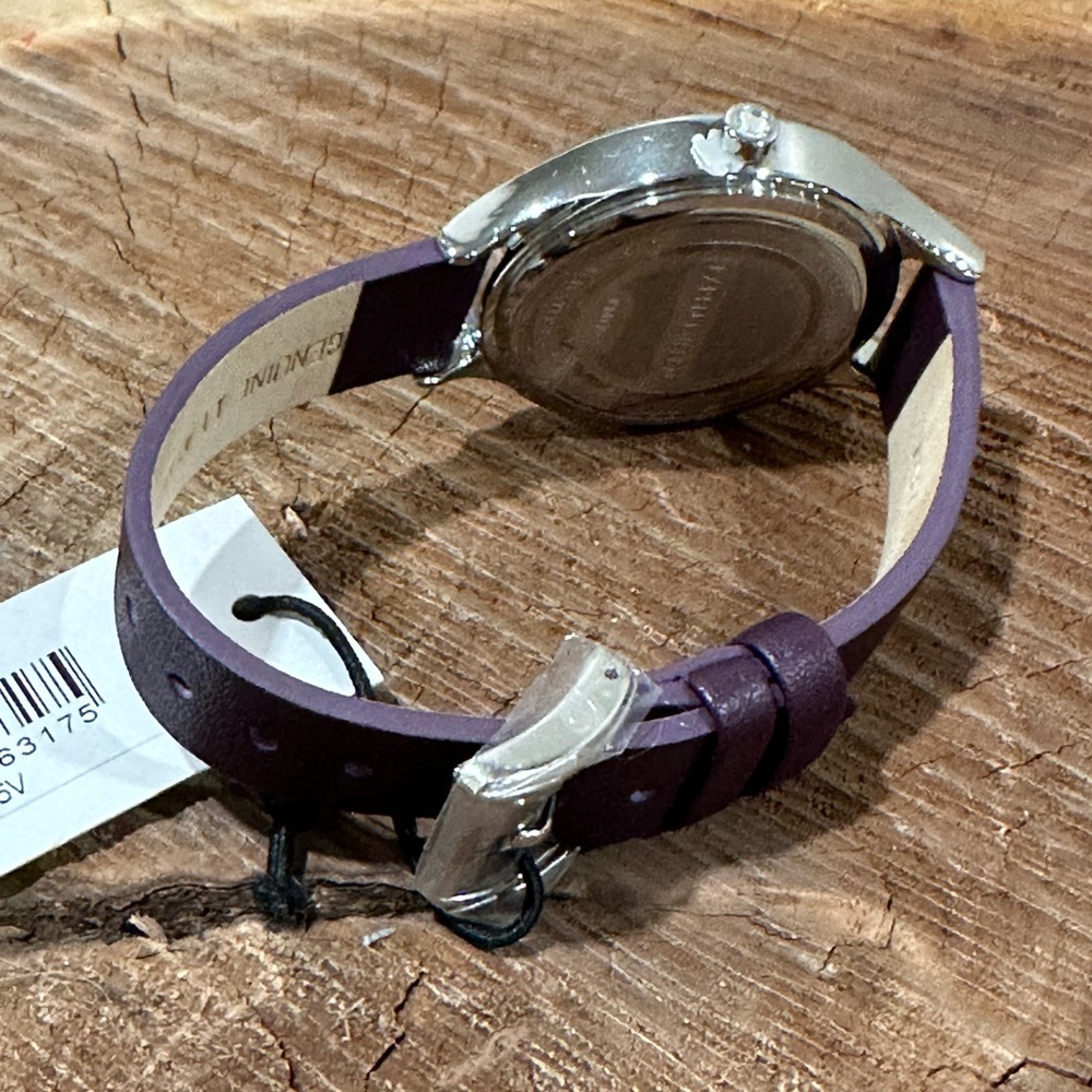 Karen Millen Silver Dial Watch with Purple Studded Strap - Picture 5 of 9